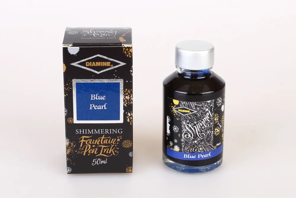 Diamine Shimmertastic   Fountain Pen Ink Bottle - Blue Pearl  50ml