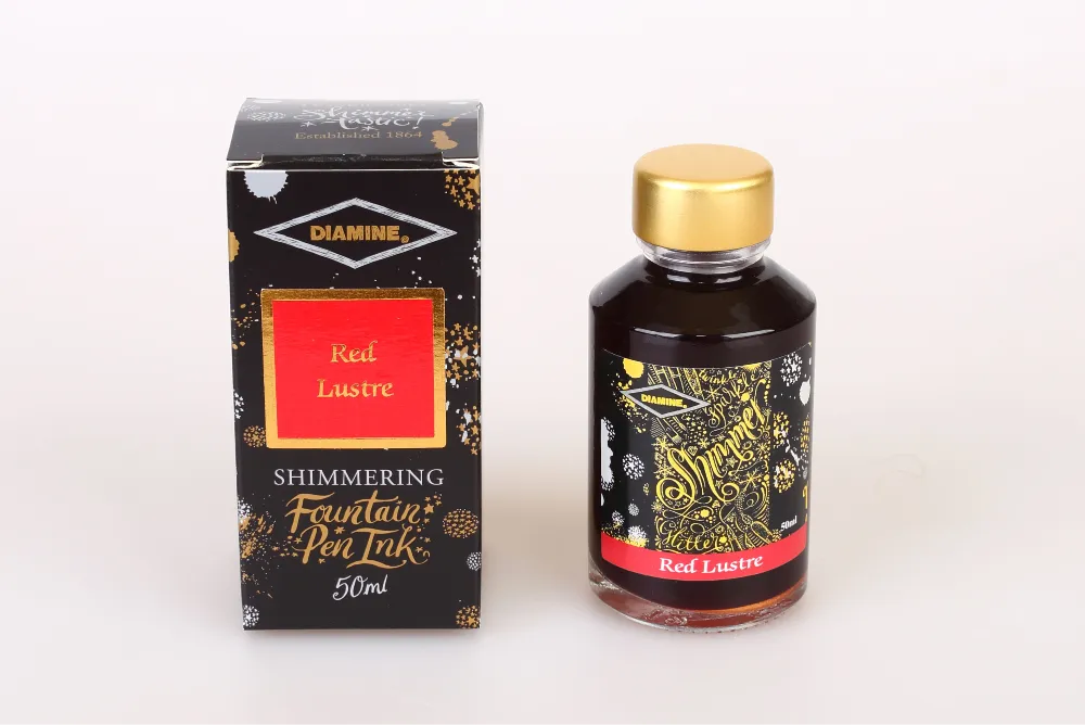 Diamine Shimmertastic   Fountain Pen Ink Bottle - Red Lustre 50ml