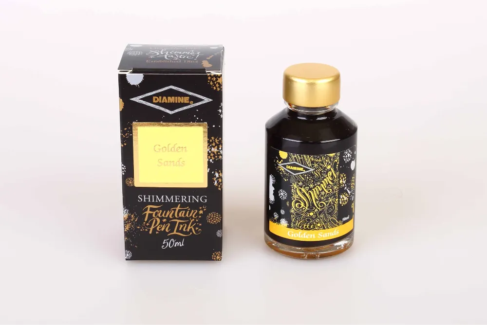 Diamine Shimmertastic   Fountain Pen Ink Bottle - Golden Sands 50ml