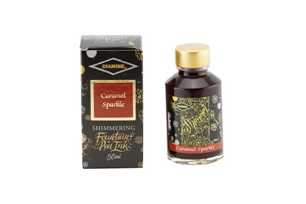 Diamine Shimmertastic   Fountain Pen Ink Bottle - Caramel Sparkle 50ml