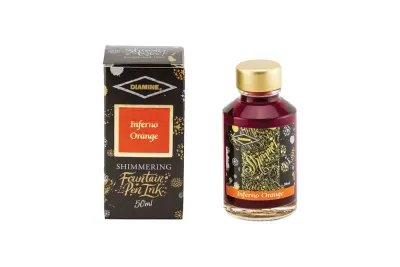 Diamine Shimmertastic   Fountain Pen Ink Bottle - Inferno Orange 50ml