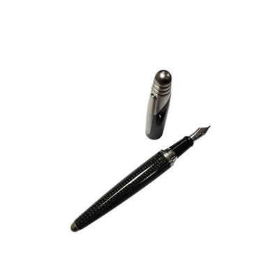 Dunhill , AD2000 Carbon Fibre Fountain Pen with Sterling Silver trims- OB nib 18 K-750  Solid white Gold