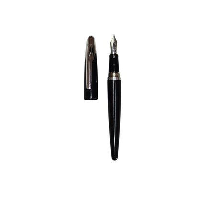 Dunhill AD 2000  Black Resin Sterling Silver trim  Fountain Pen - 18k-750 white gold nib -  Broad