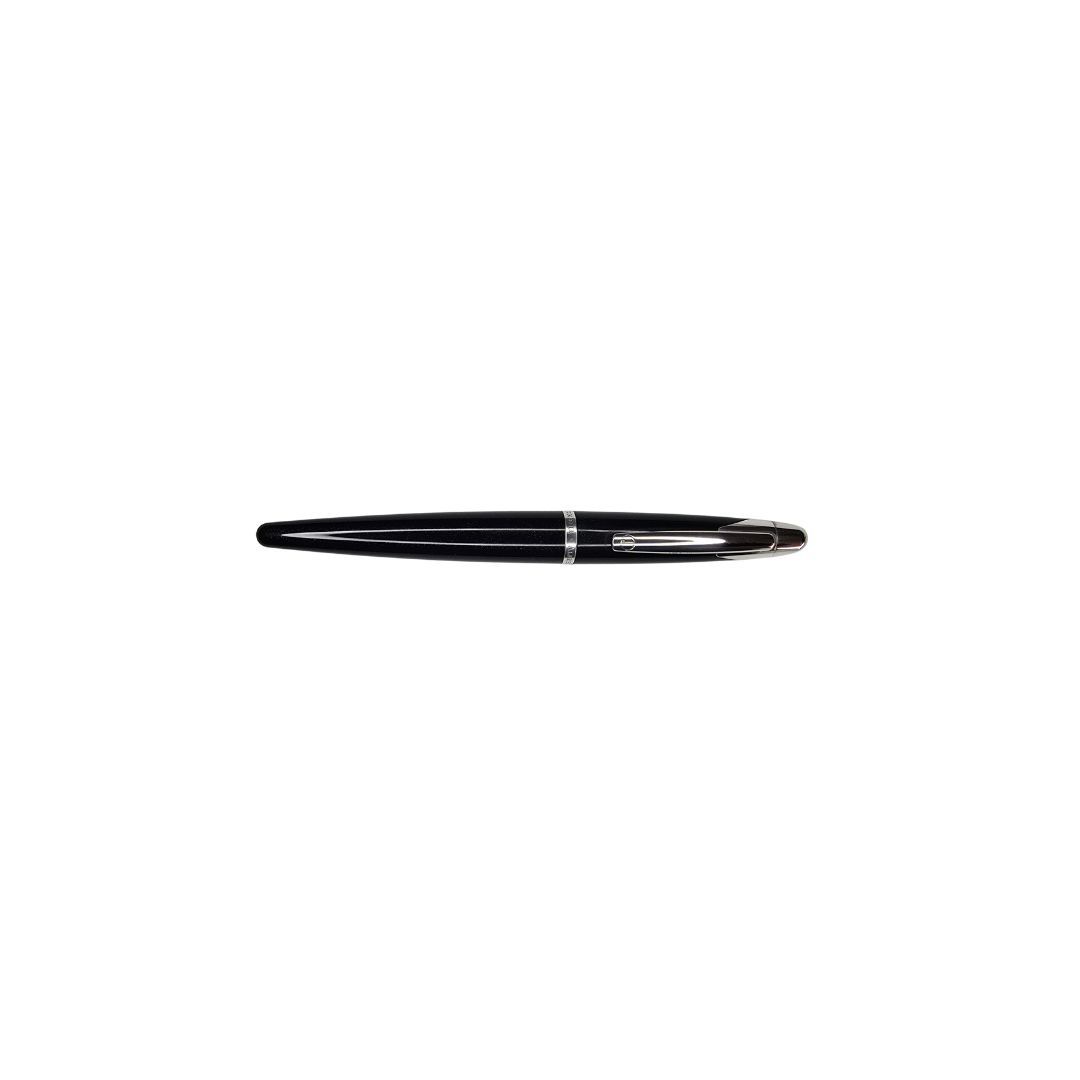 Dunhill AD 2000  Black Resin Sterling Silver trim  Fountain Pen - 18k-750 white gold nib -  Broad