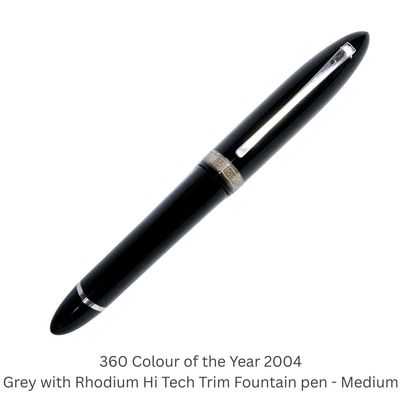 Omas 360 Color of the Year SE Fountain Pen (2004) - Grey with Rhodium &quot;Hi-Tech&quot; Trim, Fountain Pen - 18k Medium Nib