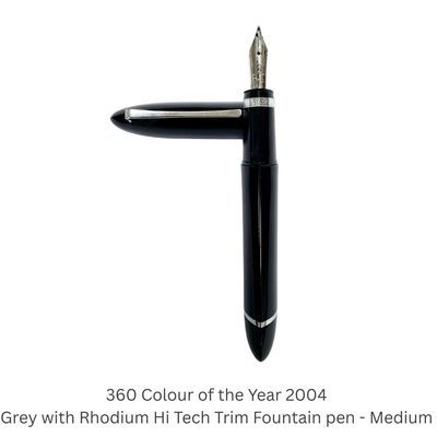 Omas 360 Color of the Year SE Fountain Pen (2004) - Grey with Rhodium "Hi-Tech" Trim, Fountain Pen - 18k Medium Nib