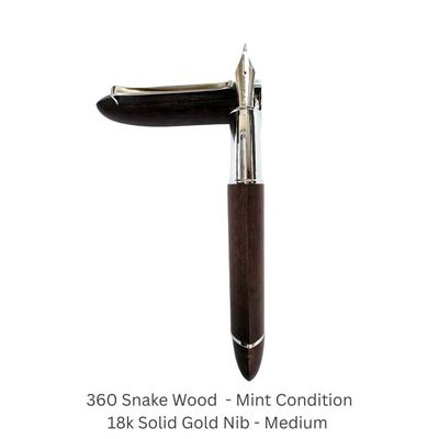 Omas 360 Fountain Pen Snake Wood Medium Nib 18 K Gold nib