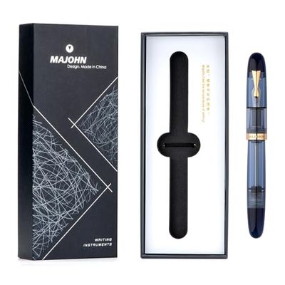 Majohn C4 Eyedropper Fountain Pen Big Size Transparent Acrylic Pen Haze Blue