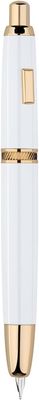 Moonman  A1 Press Fountain Pen with Box, Retractable Fine Nib Metal White / Gold  Ink Pen with Converter for Writing (No Clip Version)