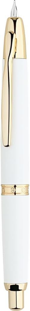 Moonman  A1 Press Fountain Pen with Box, Retractable Fine Nib Metal White / Gold  Ink Pen with Converter for Writing (With Clip Version)