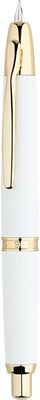 Moonman  A1 Press Fountain Pen with Box, Retractable Fine Nib Metal White / Gold  Ink Pen with Converter for Writing (With Clip Version)