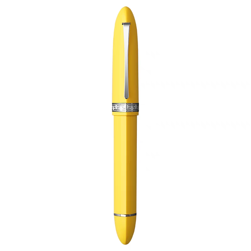 Moonman V60 Yellow with Silver clip -  Piston filled  Fountain Pen Fine and Extra Fine Stainless steel nib