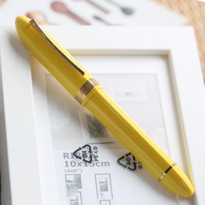 Moonman V60 Yellow with Gold clip -  Piston filled  Fountain Pen Fine and Extra Fine Stainless steel nib