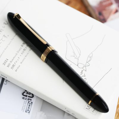 Moonman V60 Black with Gold clip -  Piston filled  Fountain Pen Fine and Extra Fine Stainless steel nib