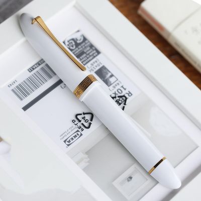 Moonman V60 White with Gold clip -  Piston filled  Fountain Pen Fine and Extra Fine Stainless steel nib