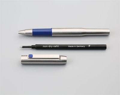 MoonMan Model B25 Blue Metal Ballpoint Pen - Stainless Steel
