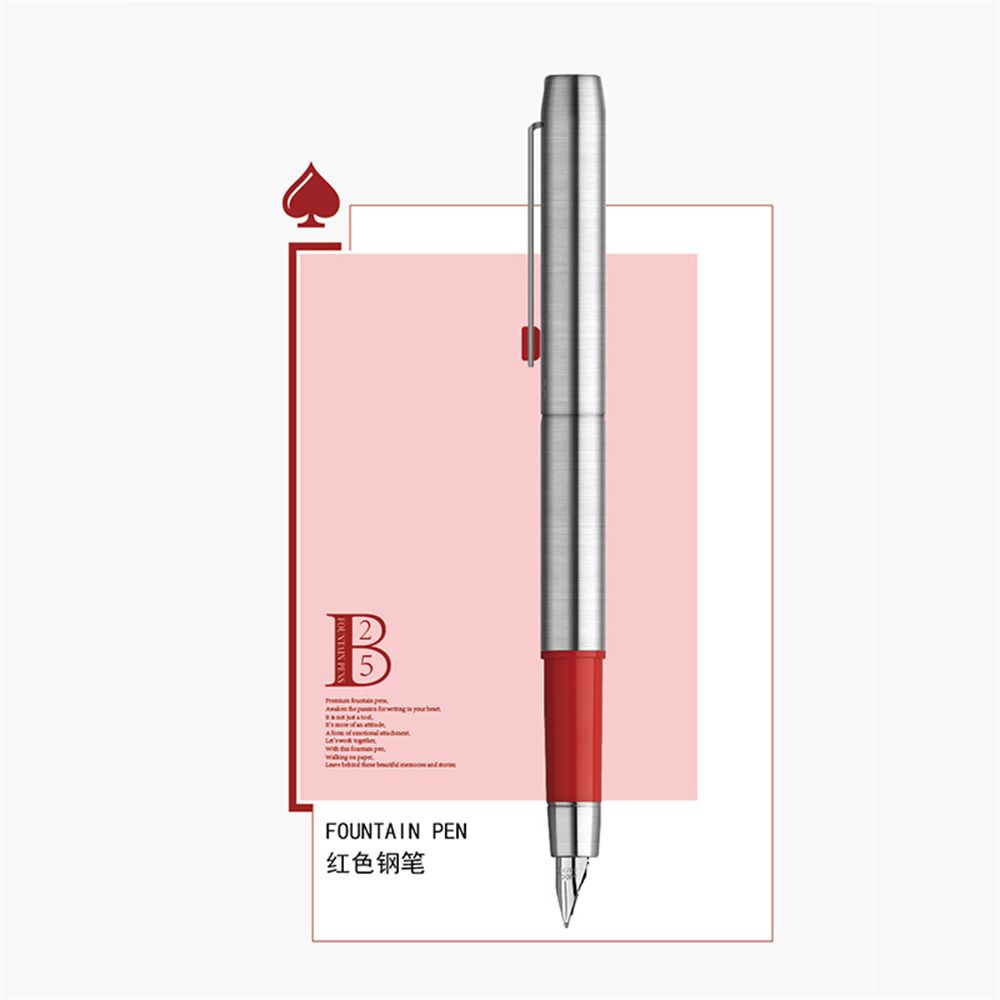 MoonMan Model B25 Red Metal Fountain Pen - Stainless Steel Fine Nib 0.5mm