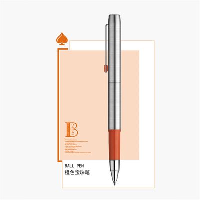 MoonMan Model B25 Orange Metal Ballpoint Pen - Stainless Steel