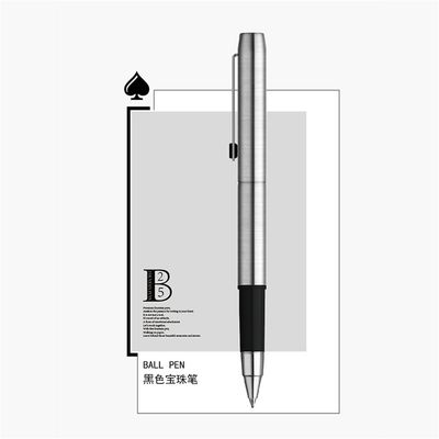 MoonMan Model B25 Black Metal Ballpoint Pen - Stainless Steel