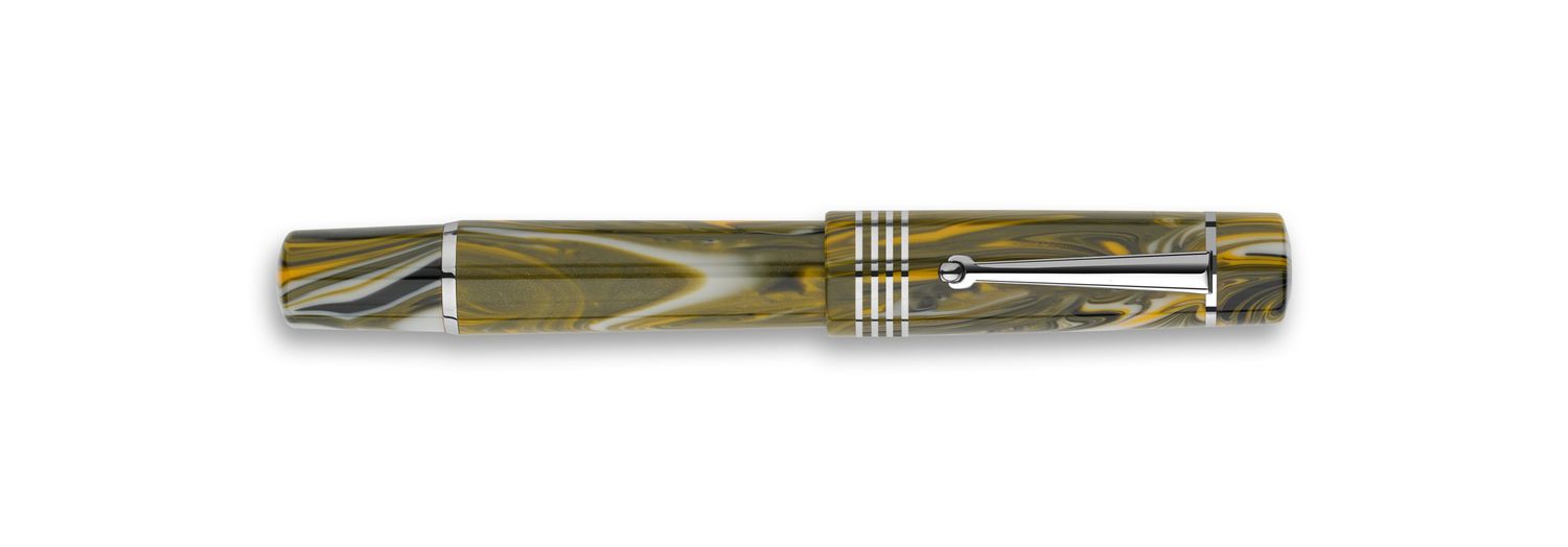DELTA Neo Gallery - Marigold palladium Finish  Numbered fountain pen, special resin, cartridge/converter, #6 stainless steel nib in Fine