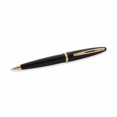 Waterman Carène Ball Point Pen, Gloss Black sea with 23k Gold Plated Clip