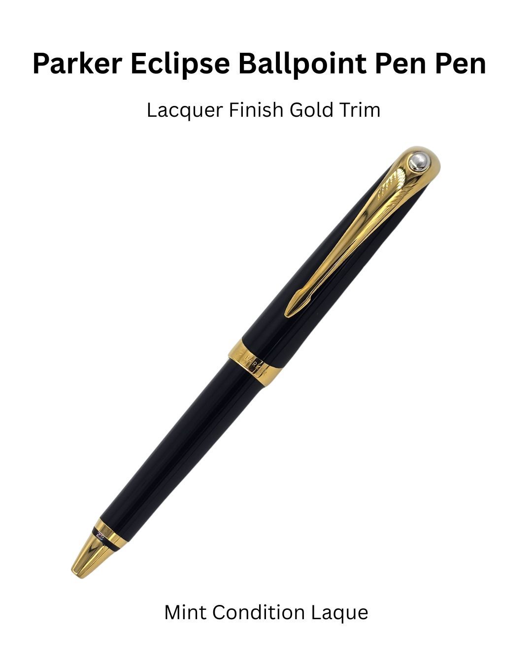 Parker Eclipse Black Laquer Gold Trim Ballpoint Pen  -  Very rare - produced for two years only