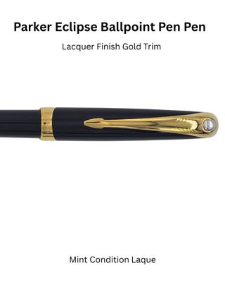 Parker Eclipse Black Laquer Gold Trim Ballpoint Pen  -  Very rare - produced for two years only