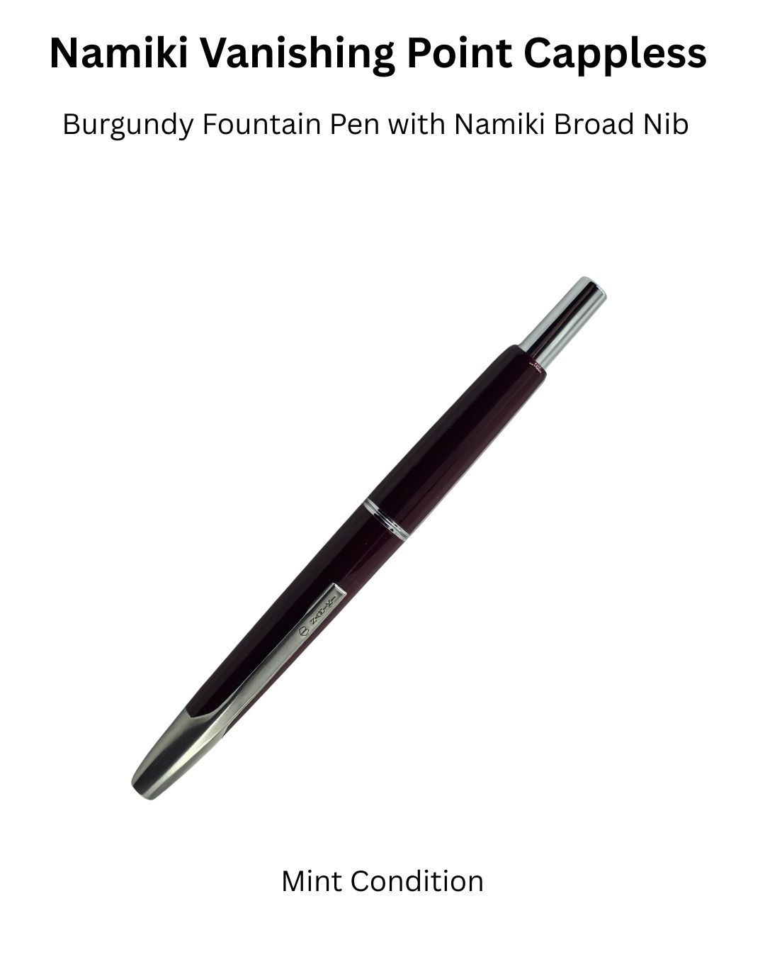 Namiki Vanishing Point Fountain Pen Burgundy &amp; Silver Faceted In Box 60363 Mint condition 