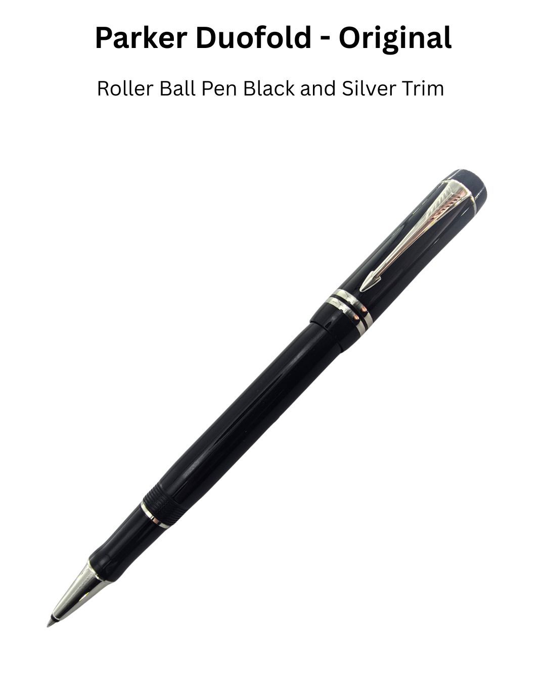 Parker Duofold Roller Ball - Black Platinum Trim - New