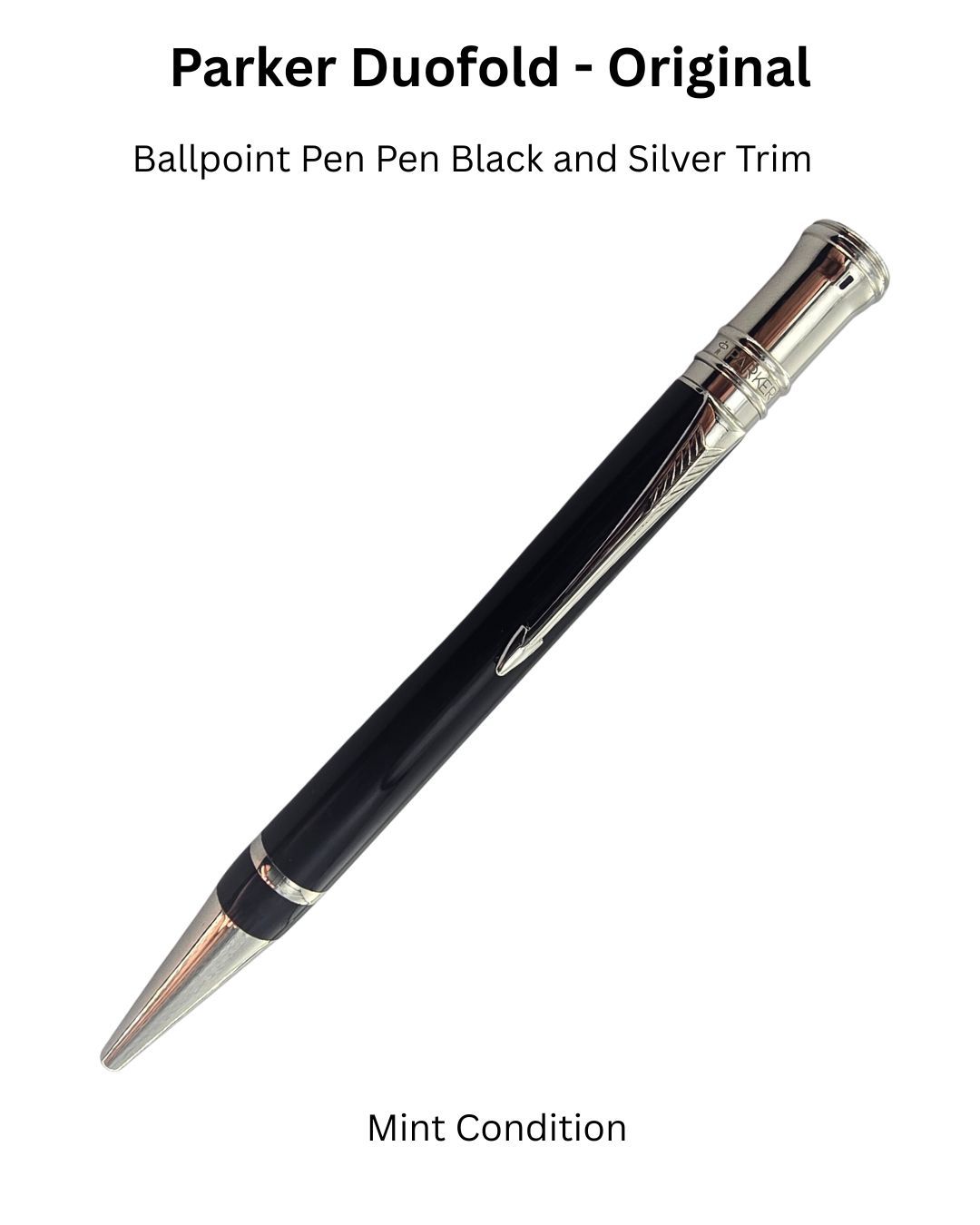 Parker Duofold Ballpoint Pen - Black Platinum Trim - New