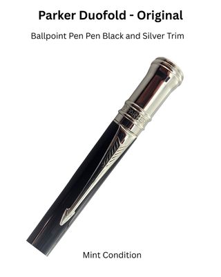 Parker Duofold Ballpoint Pen - Black Platinum Trim - New