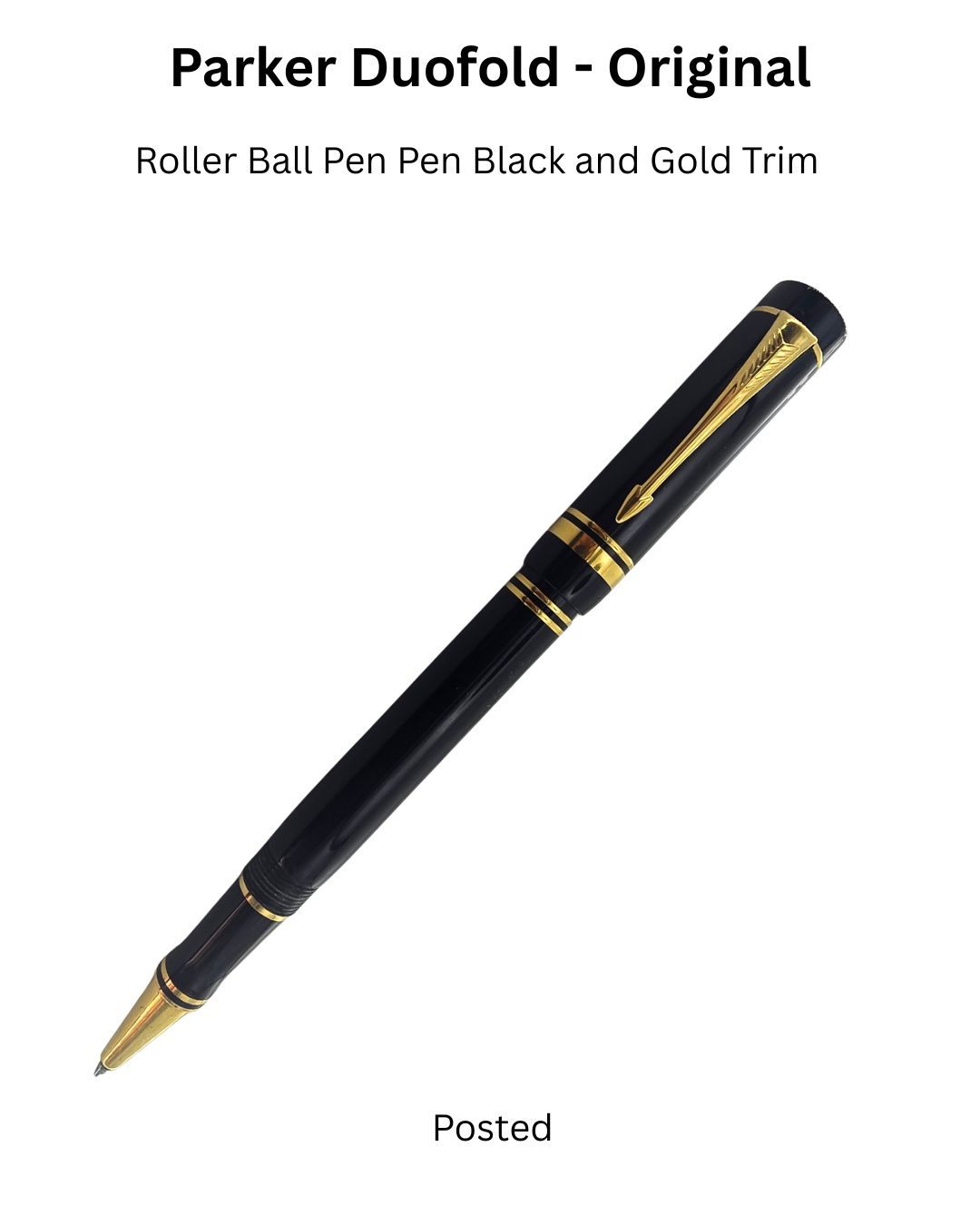 Parker Duofold Roller Ball  - Black Gold Trim -  New