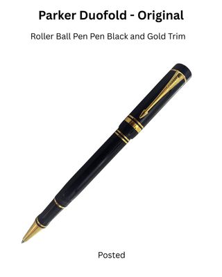 Parker Duofold Roller Ball  - Black Gold Trim -  New