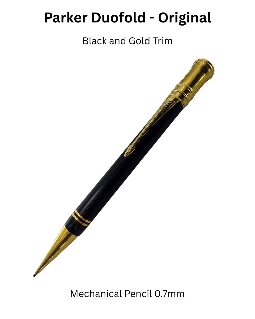 Parker Duofold  Mechanical Pencil 0.7mm - Black Gold Trim -  New