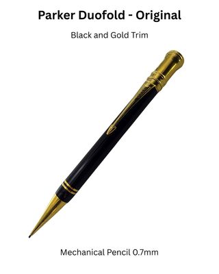 Parker Duofold  Mechanical Pencil 0.7mm - Black Gold Trim -  New