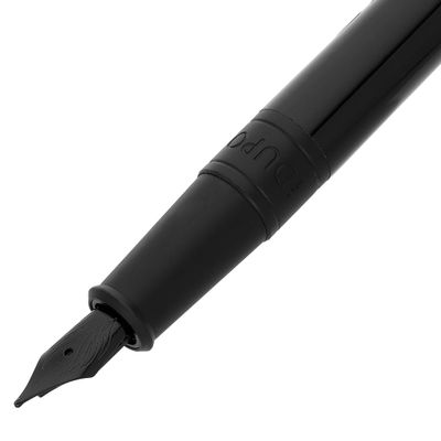 ST DUPONT W Initial Fountain Pen Medium Stainless Steel Black Nib -Full Matt Black Body and Cap - New Version