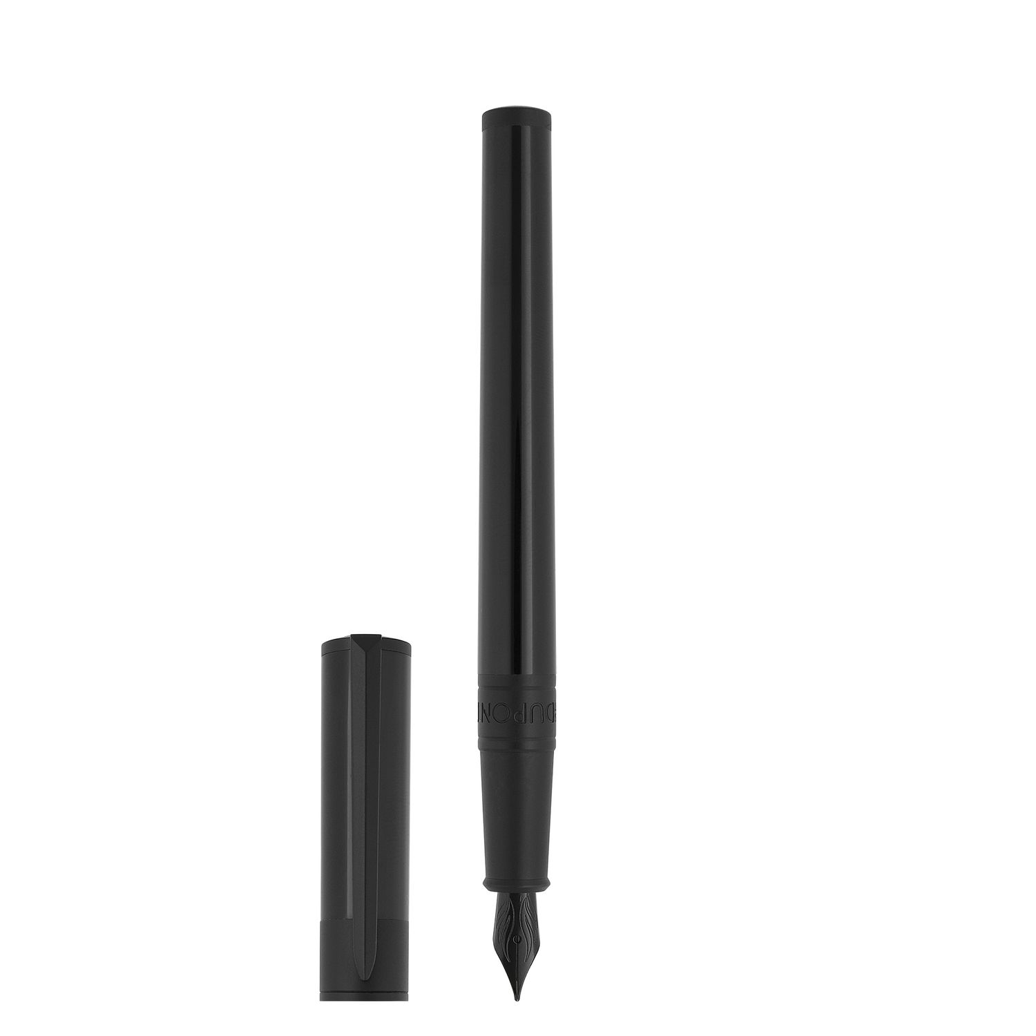 ST DUPONT W Initial Fountain Pen Medium Stainless Steel Black Nib -Full Matt Black Body and Cap - New Version