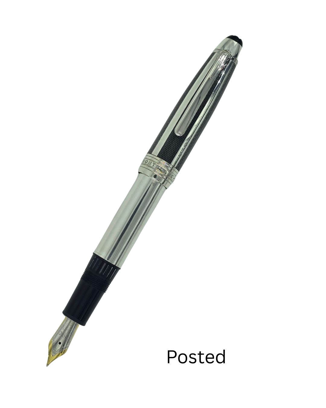 Montblanc Meisterstuck LeGrand Solitaire Silver Fiber Guilloche Fountain Pen Medium Nib