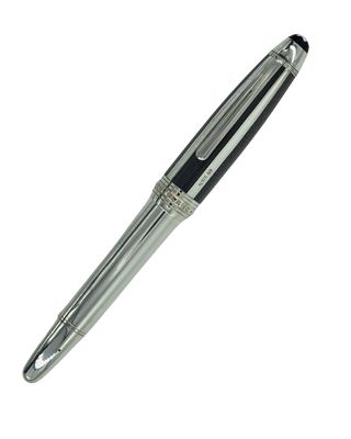 Montblanc Meisterstuck LeGrand Solitaire Silver Fiber Guilloche Fountain Pen Medium Nib