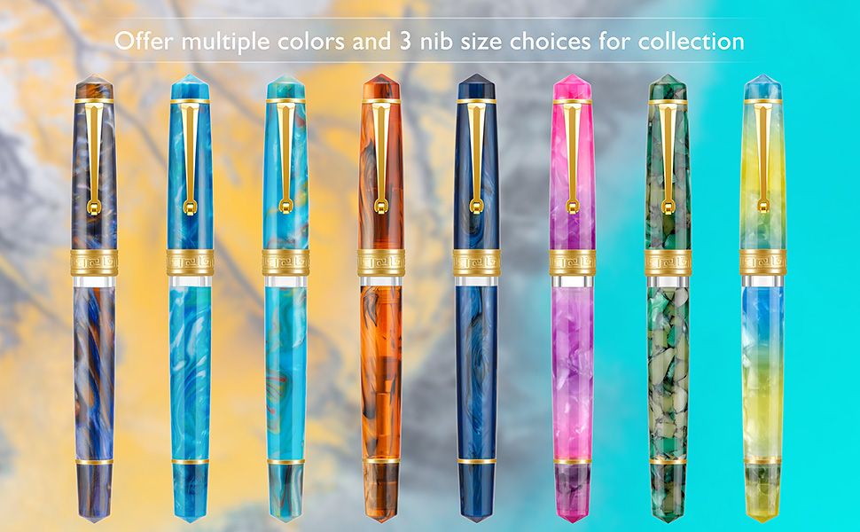 Asvine P20 Piston Filled Resin Fountain Pen Stainless Steel # 6 Nib