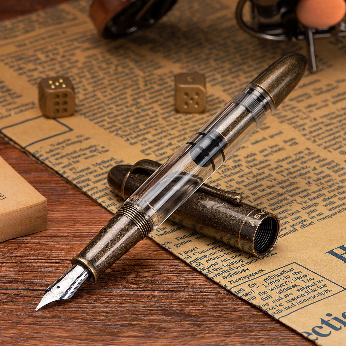 Asvine P 30 Piston Filler Fountain Pen Brass Resin