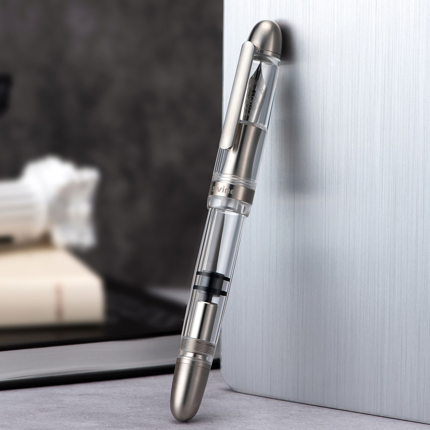 Asvine P36 Titanium and Acrylic Fountain Pen Bock Steel