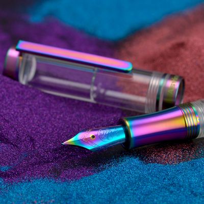 Asvine V200 Vacuum Filled Fountain Pen Titanium and Acrylic Steel Bock Nib