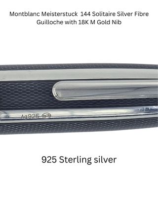 Montblanc Meisterstuck 144 Classique Solitaire Silver Fiber Guilloche Fountain Pen Medium Nib
