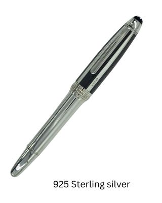 Montblanc Meisterstuck 144 Classique Solitaire Silver Fiber Guilloche Fountain Pen Medium Nib