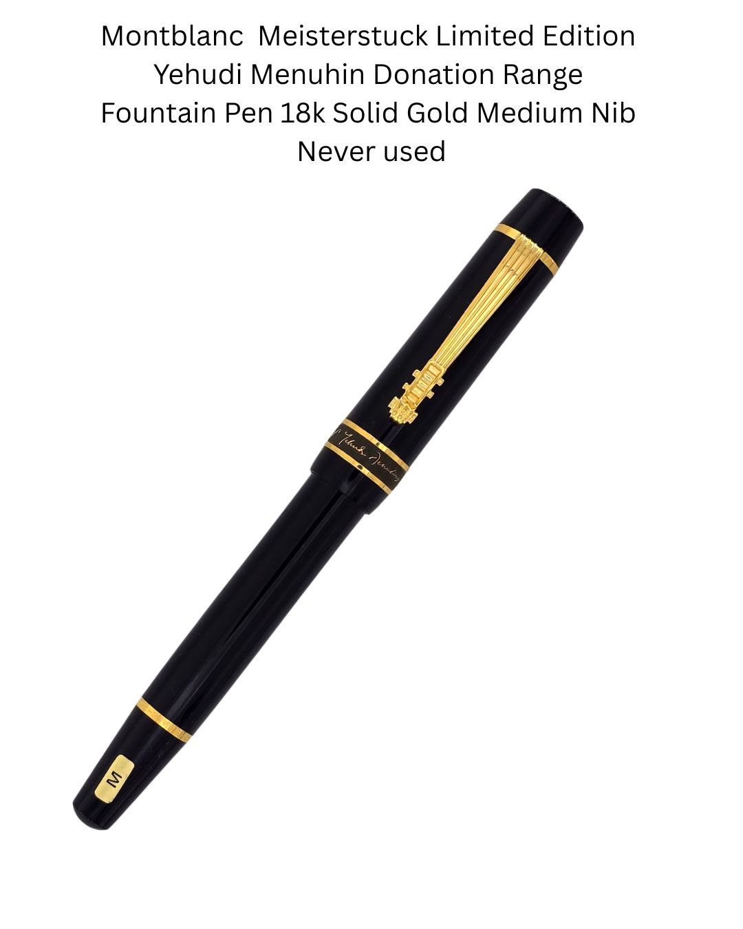 Montblanc Meisterstuck Donation Pen Yehudu Menuhin  Fountain Pen 18k Solid Gold Medium Nib  Unique Number 03772 Year 2000