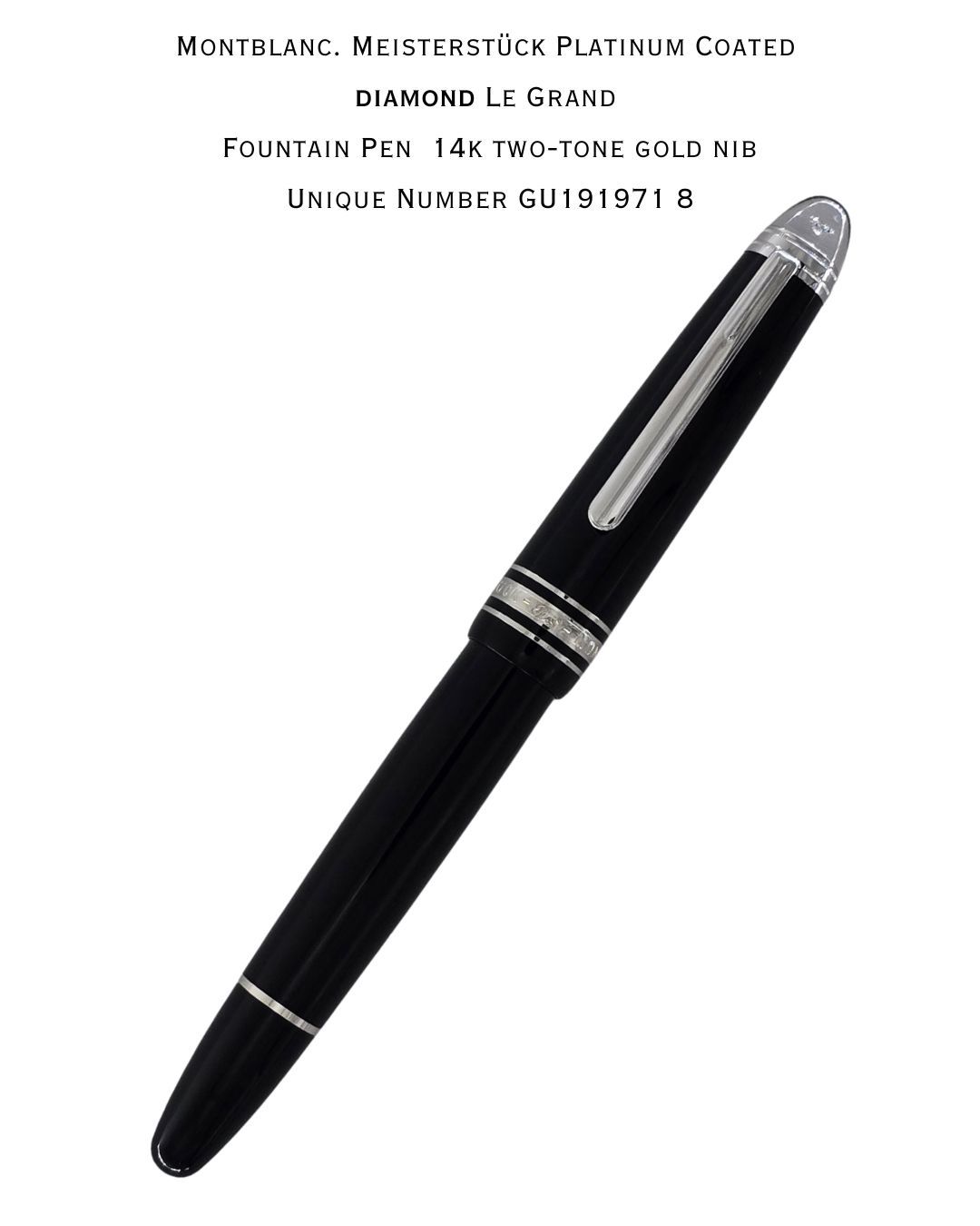 Montblanc. Meisterstück Platinum Coated Diamond Le Grand Fountain Pen  14k two-tone gold nib Medium Point