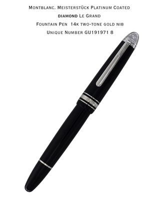 Montblanc. Meisterstück Platinum Coated Diamond Le Grand Fountain Pen  14k two-tone gold nib Medium Point