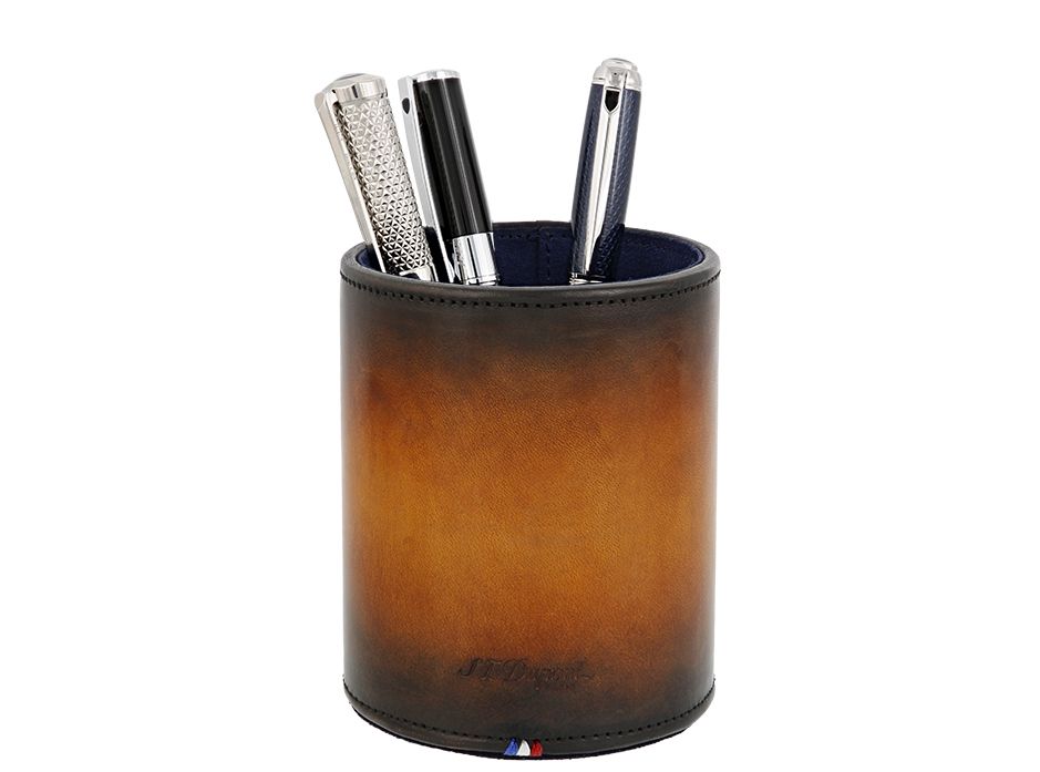 ST Dupont  Atelier Brown Genuine Leather Pen Cup Holder
