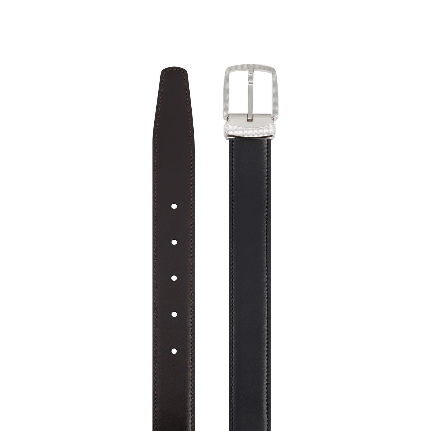 S.T Dupont Reversible Black Brown 30mm Palladium Buckle belt